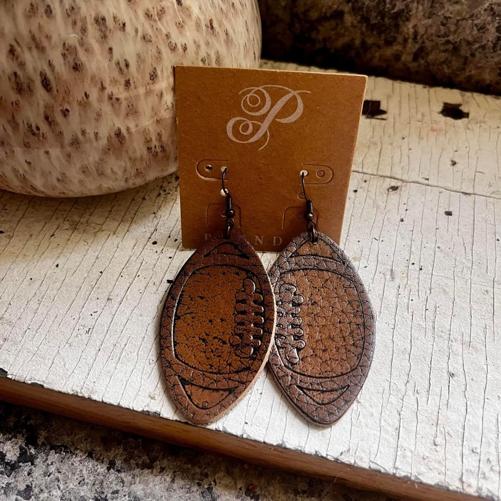 New Leather Football Earrings - Picture 6 of 6